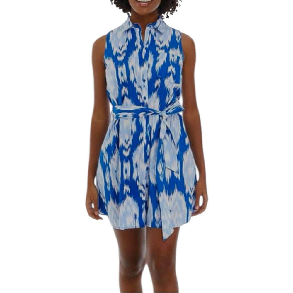 CROWN & IVY Ikat Print Button-Down Shirt Dress XL Coastal Chic Boho Luxe Summer
